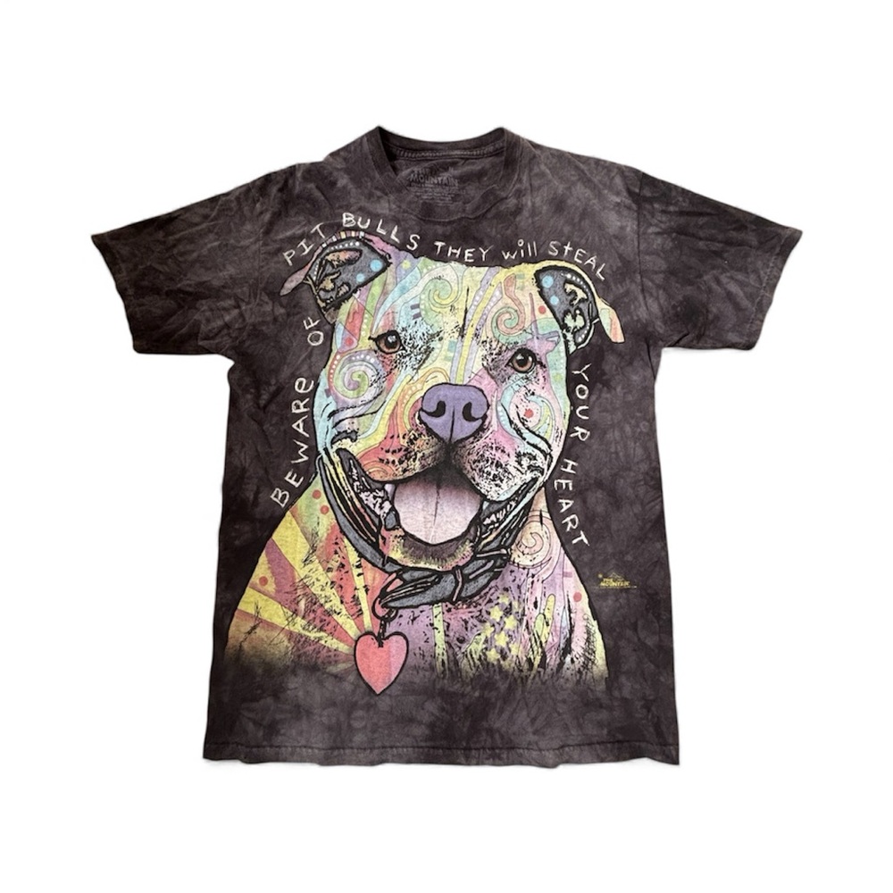 The Mountain Vintage-Style Pit Bull Graphic T-Shirt Tie-Dye Dog Lover Sz Medium
